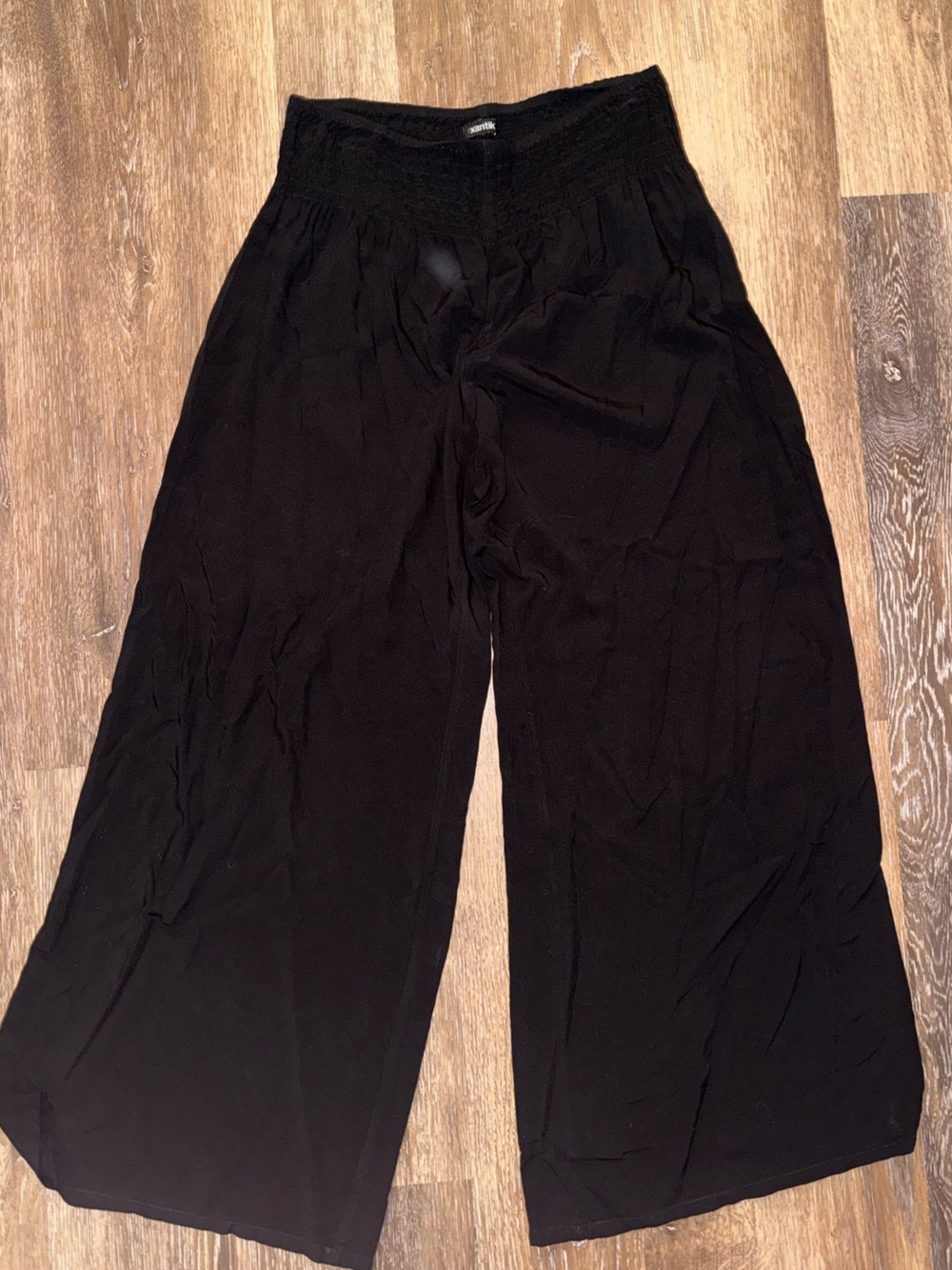 Women’s Black Wide-Leg Pants with Smocked Waist